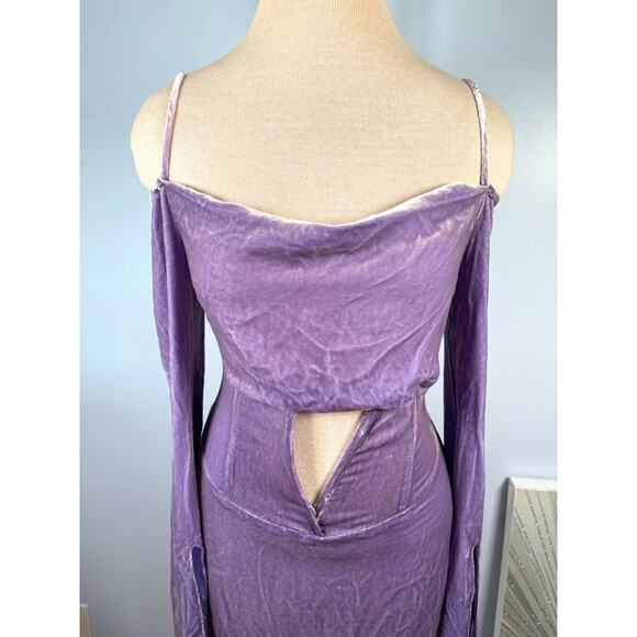 Kim Shui Off the Shoulder Velvet Cutout Mini Dress in Lilac Size Small - Picture 5 of 9